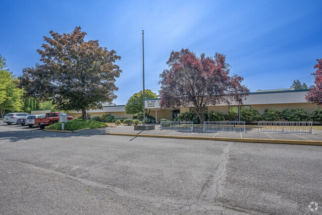 A view of the front of Mountain View Middle School in Beaverton, Oregon.