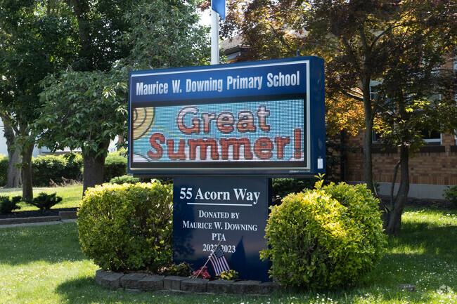 An electronic board outside of the Maurice Downing School in Malverne, NY.