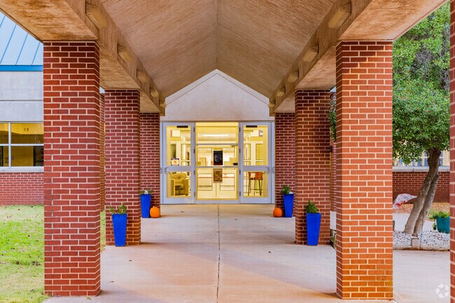 The entrance of Washington Irving Elementary School had a long corridor.