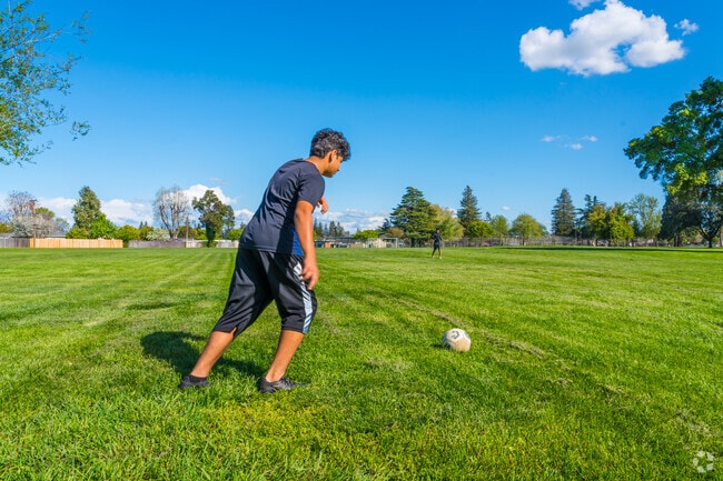 The lawn at Dave Roberts Community Park is great for soccer.