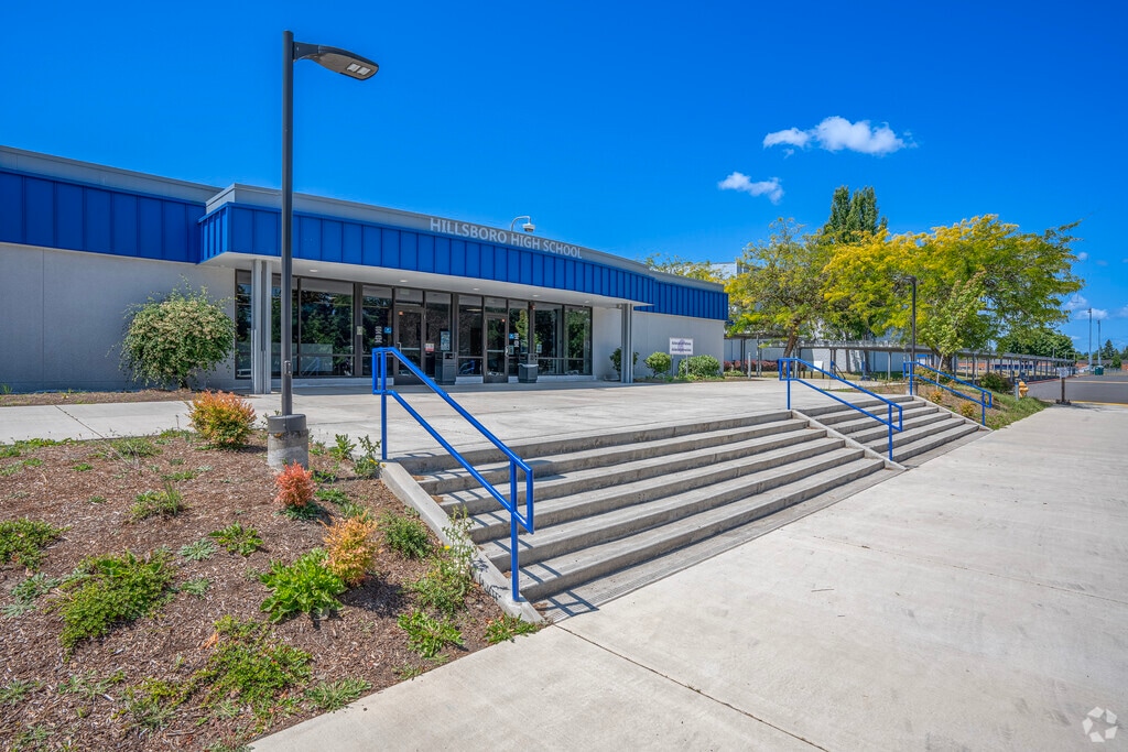 Entrance to Hillsboro High School in Hillsboro, Oregon.