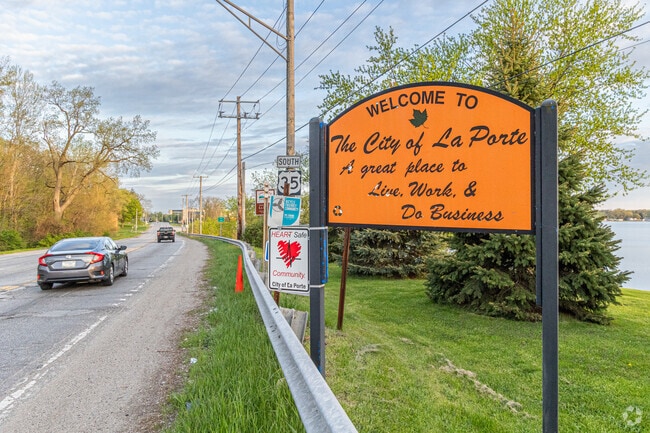A sign welcomes people to La Porte, Indiana.