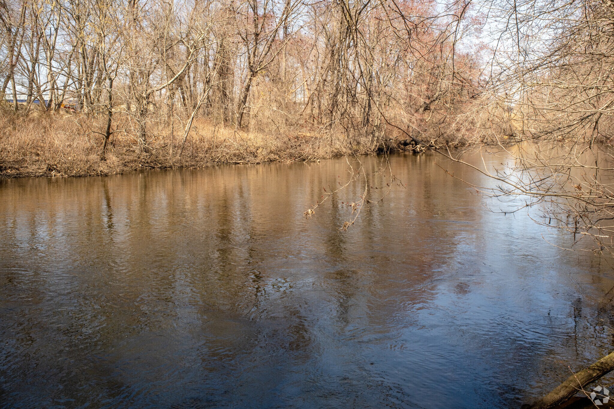 In Belmont Park the Pawtuxet River winds its way along the trails