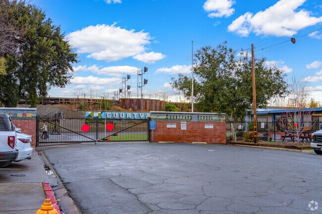 Gated entrance of Courtyard Private School keeps kids safe.