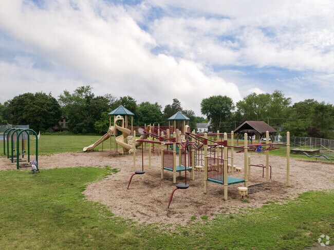 A lovely playground set will keep your kids playing at Castleton Elementary School.