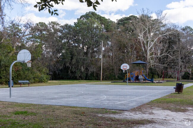 Oakhurst residents can shoot baskets on Harmon Creek Park's basketball court.