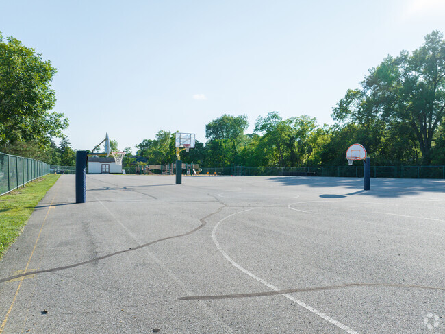 Student's at Montgomery Elementary School have a basketball court.