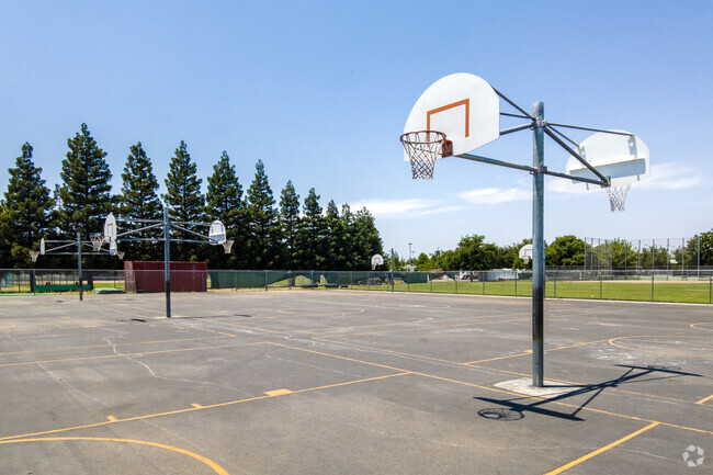 Students play basketball at Reagan Elementary School in Clovis.