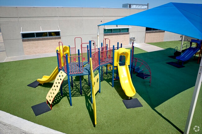 The playgrounds at Highland Park Elementary School are popular places to be.