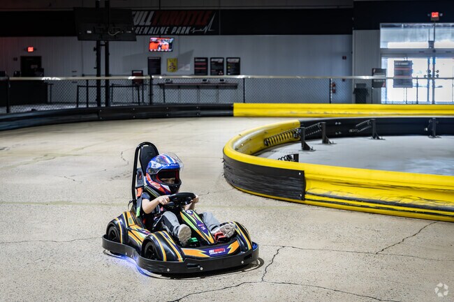 Residents race go carts at Full Throttle Adrenaline Park just outside of Churchill.