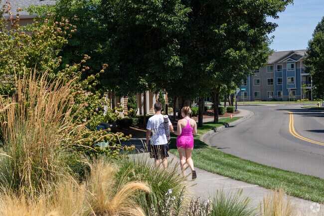 Wide sidewalks make strolling throughout the Landover-Sharmel neighborhood easy and fun.