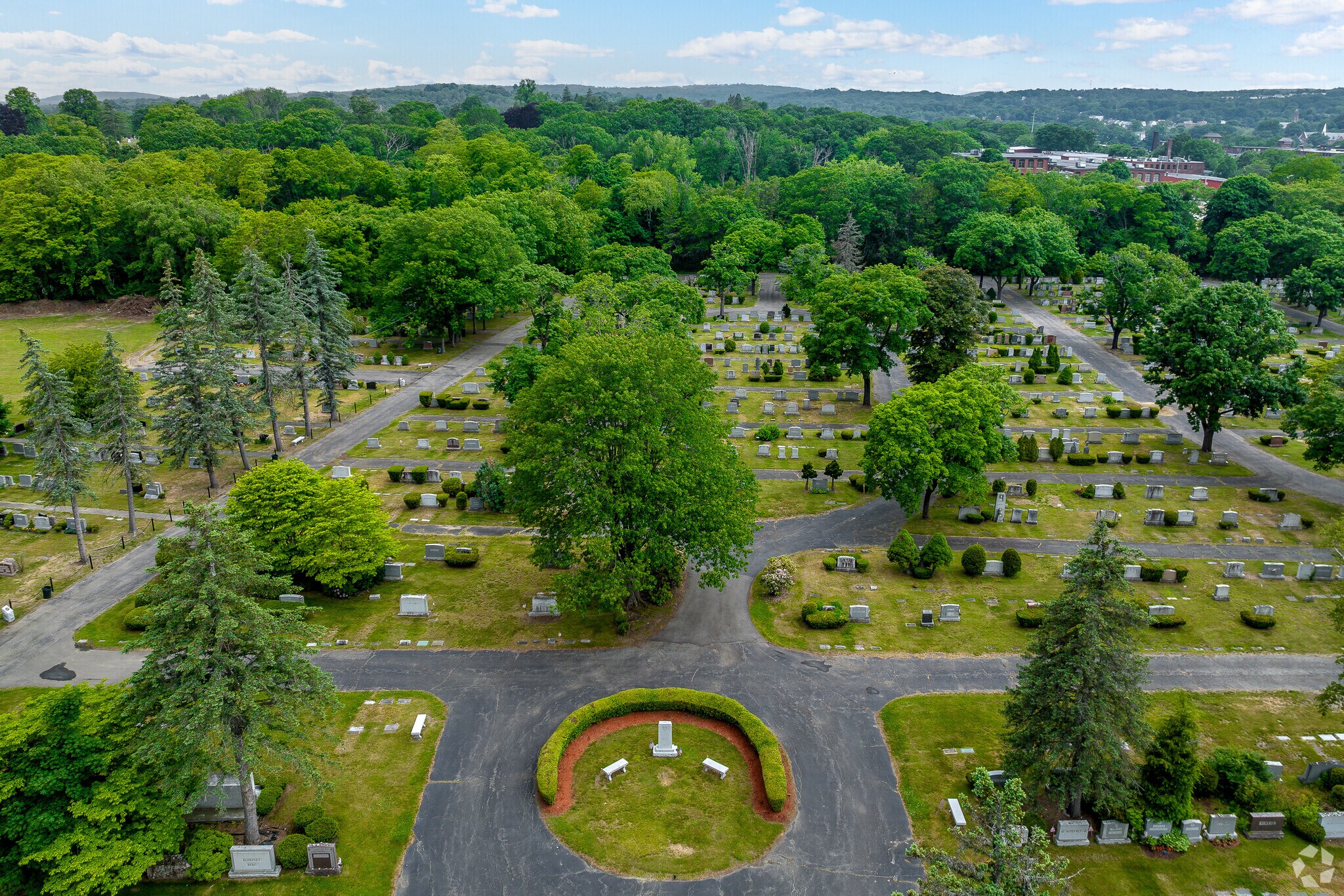 Aerial view of B'nai B'rith Cemetery in Hadwen Park.