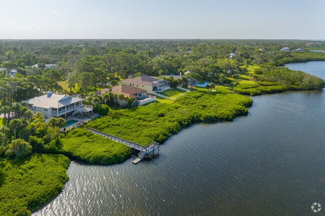 Manasota has unique waterfront homes with large docks that cut through the green mangroves.