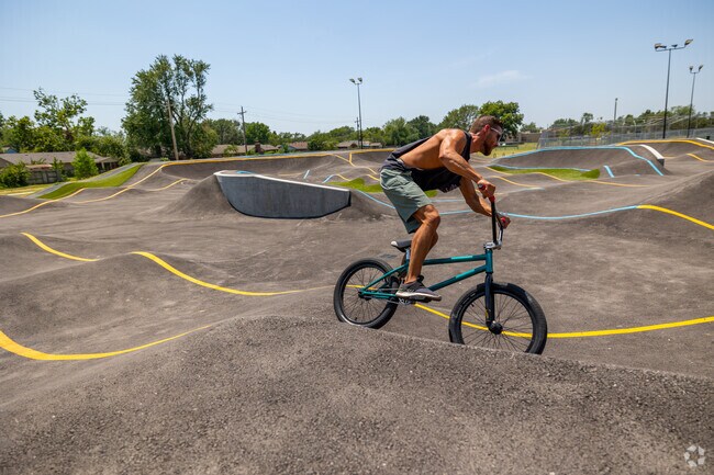 The pump track  in McCollough Park near Columbus offers BMX riders a place to hone their skills.