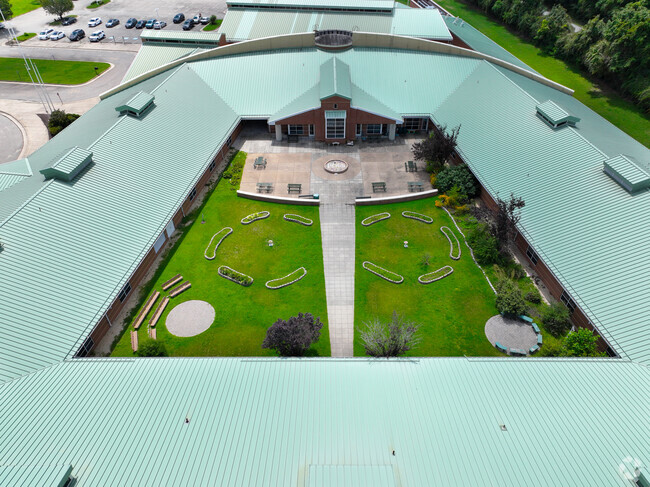 Pole Green Elementary School has a courtyard in the middle.