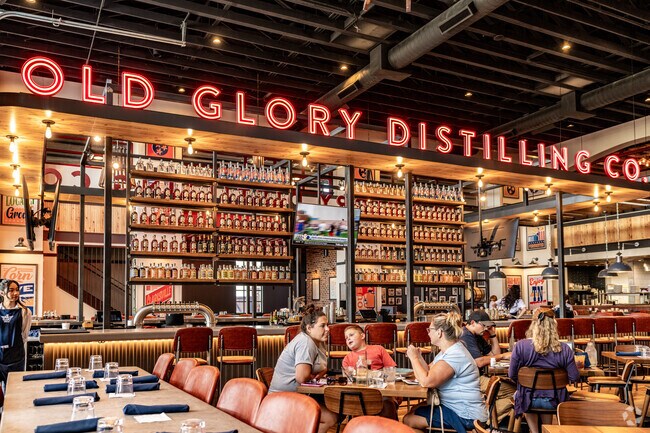 Old Glory Distillery has a great restaurant located near the Sugar Tree neighborhood.