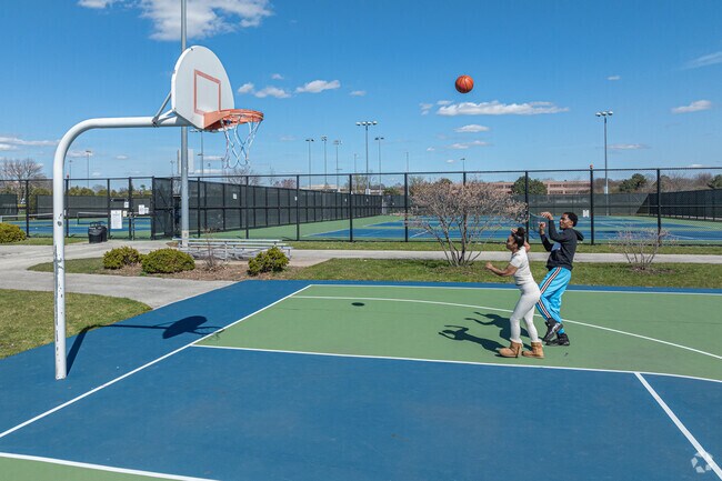 Enjoy a game of pickup basketball at Nike Park.