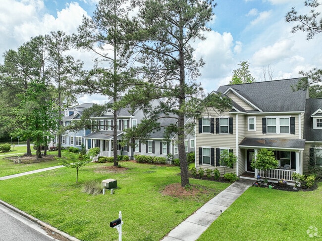 Gorgeous colonial-style homes populate the Goose Creek neighborhood.