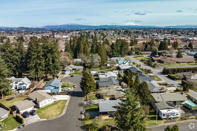Scenic aerial of Northwest Gresham featuring Mt Hood.