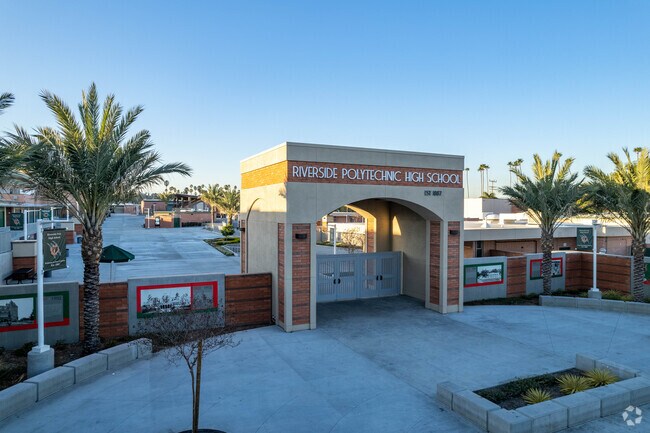 Polytechnic High School's main entrance welcomes all students.