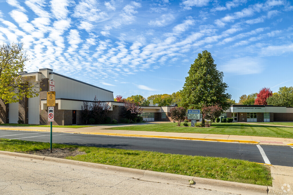 Entrance of Tyler Elementary School located in Dekalb County, Illinois.