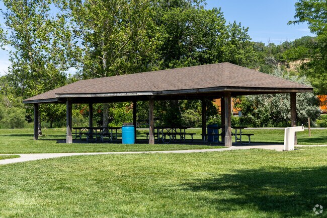 Big Lake Park offers covered tables to enjoy a picnic in the summer.