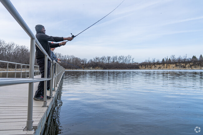 Visitors to Quarry Lake Park enjoy picnicking, fossil hunting, and fishing.