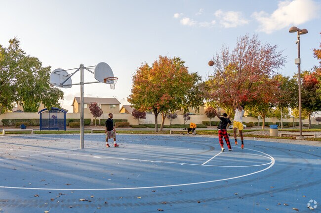 Mesa Linda Park offers public basketball courts for neighborhood recreation.
