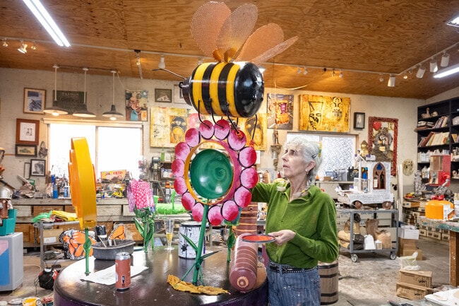A Sebastopol artist paints another sculpture for display.