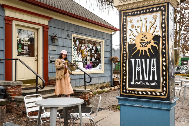 Locals pop into Java in the North End for their morning cups of joe.