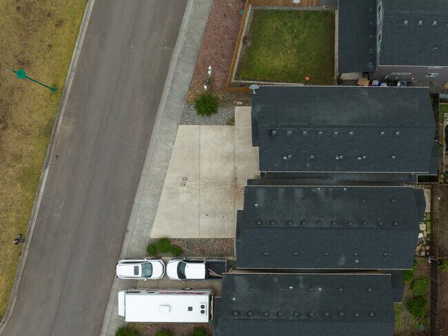 aerial view of street and driveway