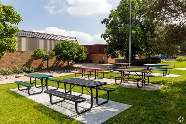The picnic area lets the kids learn and eat outside at Yale Elementary School.