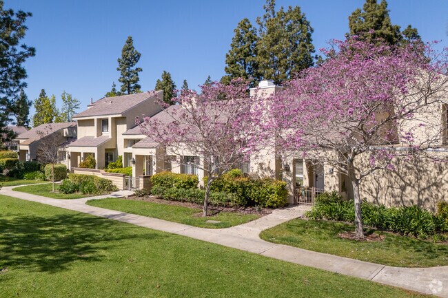 Lined with blooming jacarandas, Woodbridge homes in this planned development have charm.