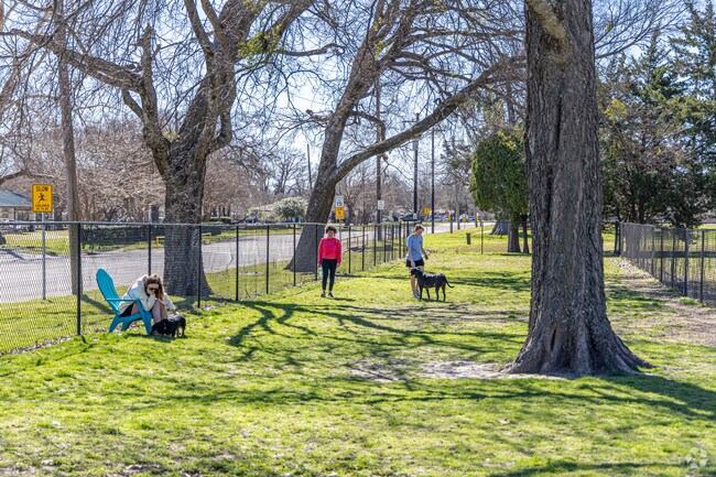 Local residents of Commerce enjoying taking their dogs to Commerce Dog Park to play outdoors.