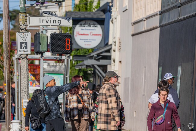 The corner of Irvine Street: where the diverse tapestry of Inner Sunset comes alive.