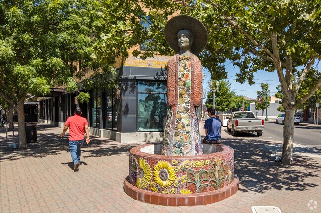 The Calafia Statue stands at the entrance to Downtown in The City of Turlock.
