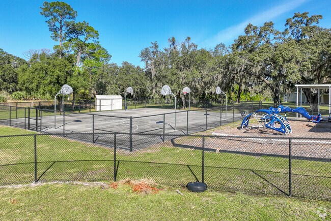 Endeavor School has a basketball court and play area for the younger students.