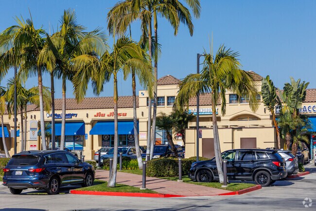 Grace Plaza in Carson is a shopping square with a palm grove in the middle.