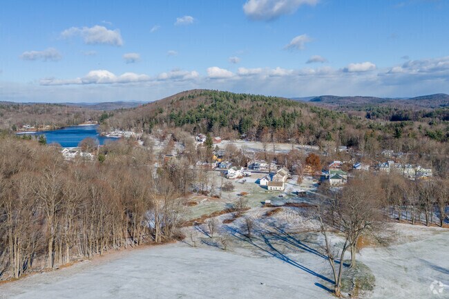 This view of Ashfield from the golf course shows the lake and downtown area.