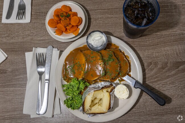 The carved pork loin dinner from The Avenue - Wyoming's favorite diner for breakfast and dinner.