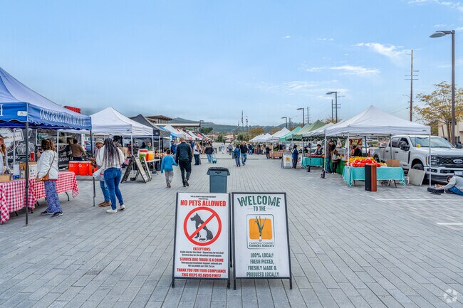 People flock to the farmer's market every Wednesday in Canyon Country.