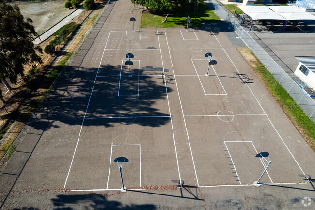 The well maintained basketball courts at Jefferson Middle School in Oceanside.