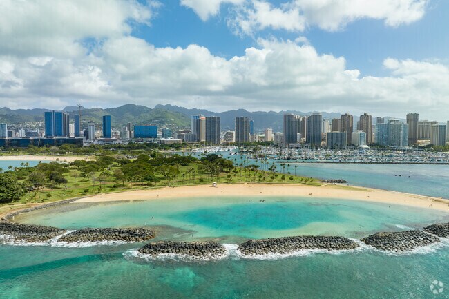 Magic Island Lagoon has rock structures that creates a calm tide pool.