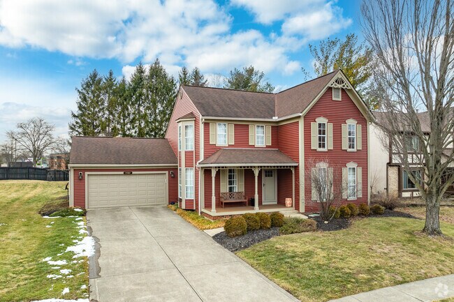 A beautiful two-story home in Deer Creek features an attached two-car garage.