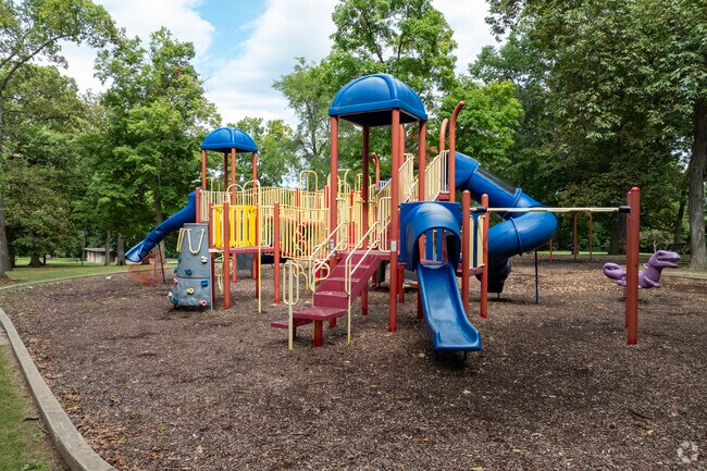The playground at Forrest Park is fun for kids of all ages in Irvin Park.