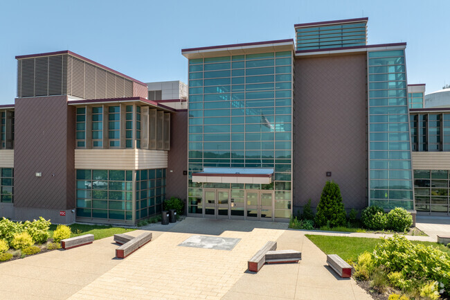A grand entrance welcomes you to Cape Cod Regional Technical High School in Harwich.