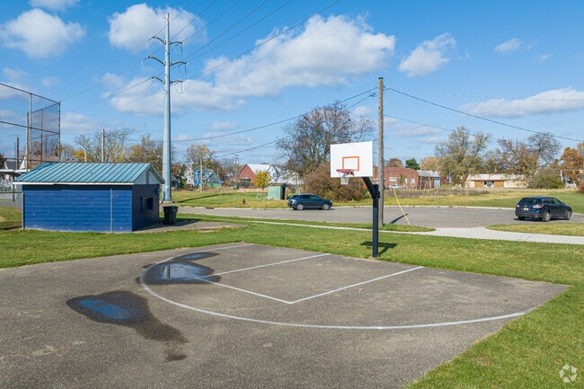 Lee Park in East End North Canton features a basketball court and children's playground.