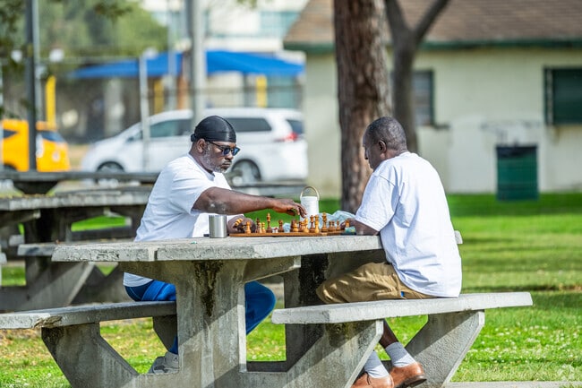 There are several picnic tables in Martin Luther King Jr. Park, which can be used for chess.