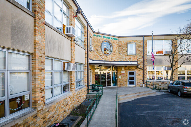 Entrance from the street to Gateway Science Academy.