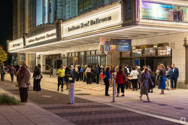 Patrons gather outside the Indiana Repertory Theatre, just minutes from Devon.